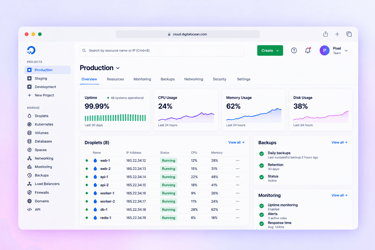 Pixel Hosting Dashboard