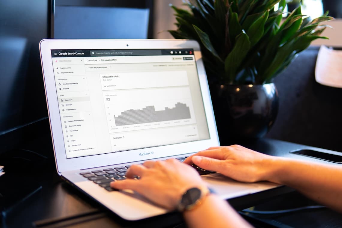 Analytics dashboards and search performance charts